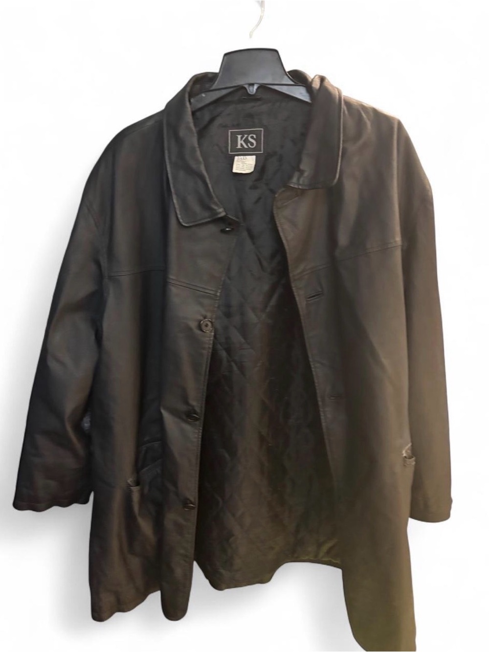 KS Selection Men's Black Leather Coat Jacket